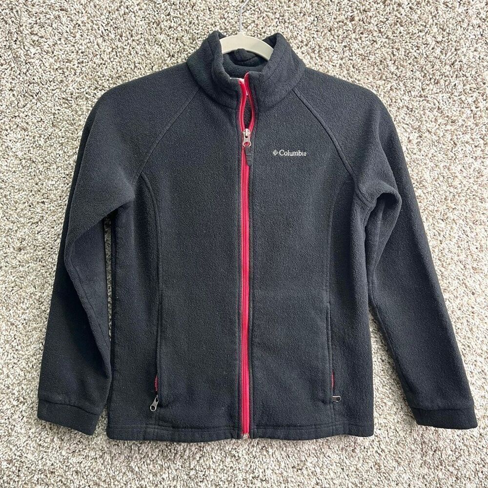 Columbia Jacket Girls Large 14-16 Black‎ Fleece Zip Up